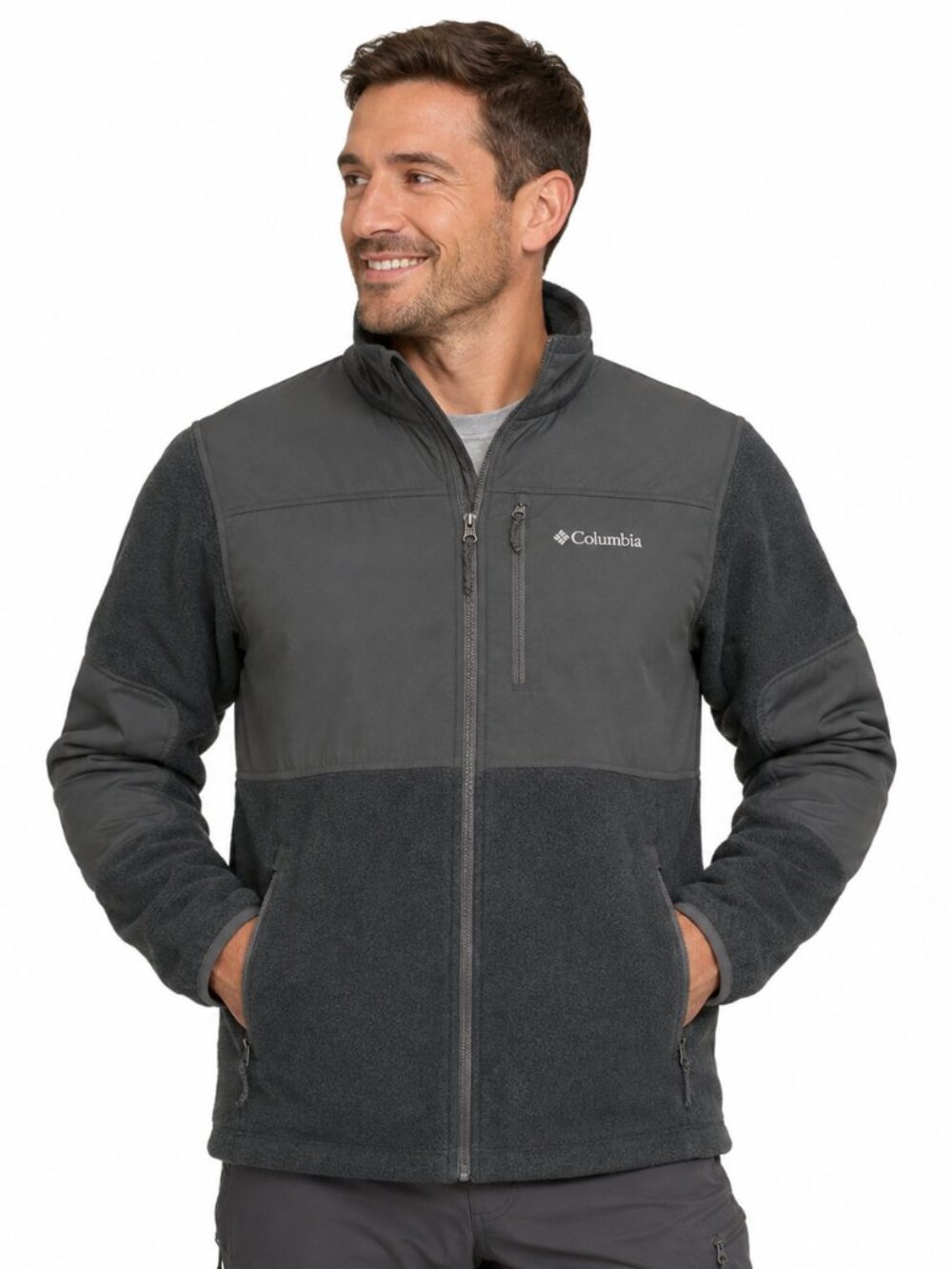 Columbia Mens Fleece Full Zip Jacket Grey Sz L